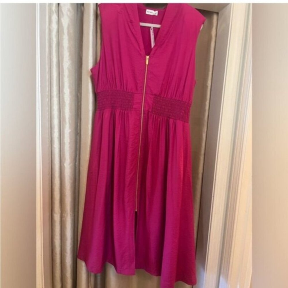 Girls' Sleeveless Fuchsia Zip-Front Dress